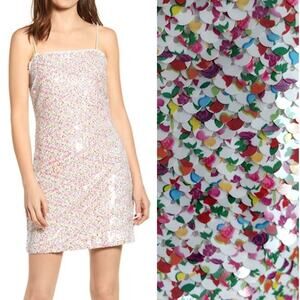 Endless Rose NEW Reversible Sequin White & Rainbow Confetti Mini Dress Large